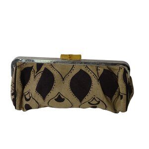 Old Navy Beige Brown Clutch Bag Linen Cotton With Clasp Closure FLAW